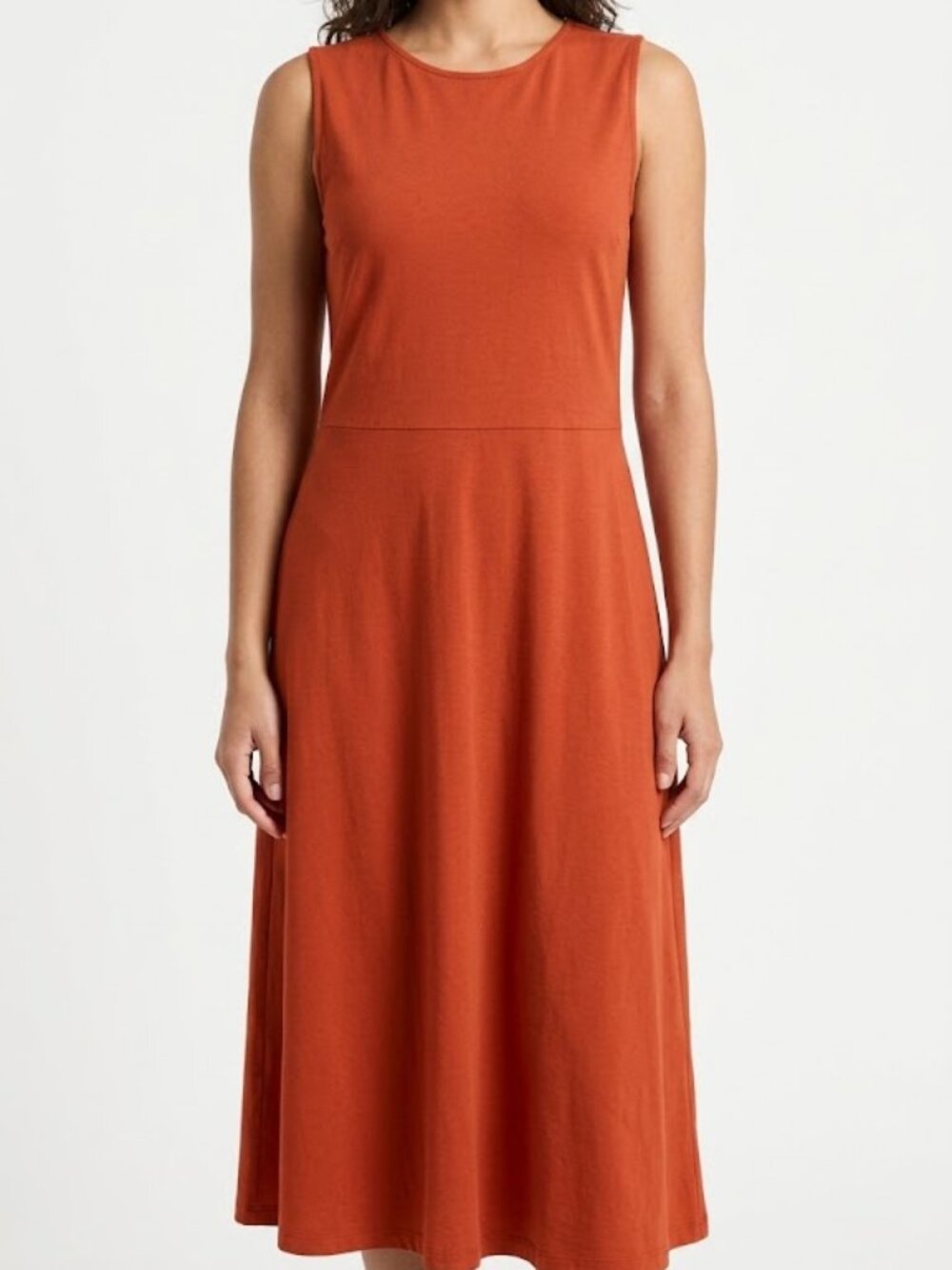 Who What Wear Burnt Orange Knit Sleeveless Midi Dress Size L